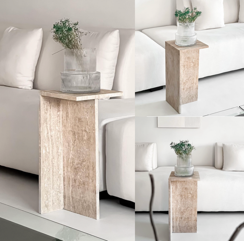 Travertine Side Table